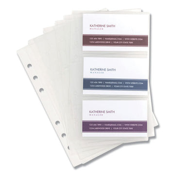 Samsill® Refill Sheets For 4.25 X 7.25 Business Card Binders, For 2 X 3.5 Cards, Clear, 6 Cards-sheet, 10 Sheets-pack freeshipping - TVN Wholesale